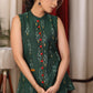 Green Ikkat sleeveless Top with red buttons