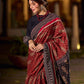 Heritage Maroon Ajrakh Print Cotton Saree with Bold Geometric Border