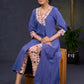 Classy-Blue-Cotton-A-Line-Kurta-Highlighted-With-Beautiful-Ajrakh-Print--Pant-Optional