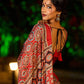 Striking Maroon Modal Silk Saree with Traditional Ajrakh Print & Contrast Gold Lace Detail & Hand Embroidered Pallu