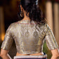 Classic Grey Brocade V Neckline Blouse