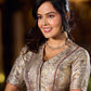 Classic Grey Brocade V Neckline Blouse
