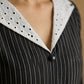 Elegant Black Ikat Striped Cotton Kurta with White Hakoba Spread Collar & Cuffs