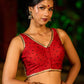Striking Maroon Modal Silk Saree with Traditional Ajrakh Print & Contrast Gold Lace Detail & Hand Embroidered Pallu