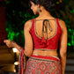 Striking Maroon Modal Silk Saree with Traditional Ajrakh Print & Contrast Gold Lace Detail & Hand Embroidered Pallu