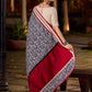 Navy Floral Printed Cotton Saree with Contrasting Pallu