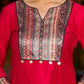 Stunning magenta cotton-silk kurta with digital print detailing and black–gold contrast