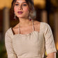 Artisan Hakoba Cotton Blouse with Stylish Drawstring Tie-Up Neck Detail