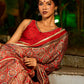 Striking Maroon Modal Silk Saree with Traditional Ajrakh Print & Contrast Gold Lace Detail & Hand Embroidered Pallu