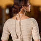 Artisan Hakoba Cotton Blouse with Stylish Drawstring Tie-Up Neck Detail
