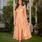 Effortless sunshine yellow floral dress designed with a delicate neckline, gathered straps, and a breezy, flowy form.