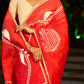 Graceful Red Chanderi Silk Saree with All-Over Handcrafted Alpana Art & Gold Trim