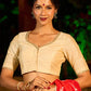 Graceful Red Chanderi Silk Saree with All-Over Handcrafted Alpana Art & Gold Trim