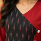 Sophisticated Maroon & Black Ikat Contrast Panel Cotton Kurta with Button Closure & V-Neckline