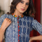 Indigo combination Top with mirror work collar