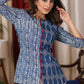 Indigo combination Top with mirror work collar