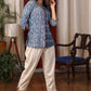 Indigo combination Top with mirror work collar