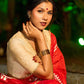 Graceful Red Chanderi Silk Saree with All-Over Handcrafted Alpana Art & Gold Trim