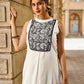 Elegant Off-White Rayon Sleeveless Kurta with Contrast Black Floral Embroidered Yoke Panel