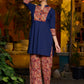 Minimal Navy Blue short kurta featuring an Ajrakh patch.