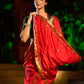 Heritage Red Assam Silk Saree with Zari Border & All-Over Hand Embroidery