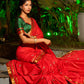 Heritage Red Assam Silk Saree with Zari Border & All-Over Hand Embroidery