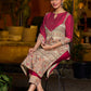 Stunning Madhubani kurta with bold pink stripe detailing