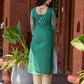 Statement green paisley kurta with detailed hand embroidery beautifully enhancing the print.