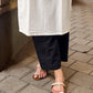 Effortless White Cotton Kurta Adorned with Polka Dot Sleeves & Delicate Scalloped Neckline