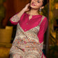 Stunning Madhubani kurta with bold pink stripe detailing