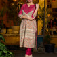 Stunning Madhubani kurta with bold pink stripe detailing