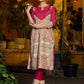 Stunning Madhubani kurta with bold pink stripe detailing