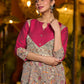 Stunning Madhubani kurta with bold pink stripe detailing