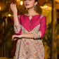 Stunning Madhubani kurta with bold pink stripe detailing