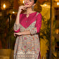 Stunning Madhubani kurta with bold pink stripe detailing