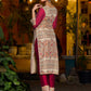 Stunning Madhubani kurta with bold pink stripe detailing