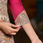 Stunning Madhubani kurta with bold pink stripe detailing