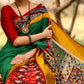 Exclusive handloom cotton saree with ikat pleats and hand painted kalamkari pallu