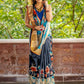Exclusive Pure tassar silk black & blue combination kalamkari design saree