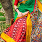 Exclusive handloom cotton saree with ikat pleats and hand painted kalamkari pallu