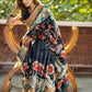 Exclusive Pure tassar silk black & blue combination kalamkari design saree