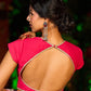 Delicate Grey Saree with Sequin Detailing  & Pink Floral Embroidery & Pink Border with Lace Accent