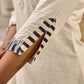 Refined Ivory Straight Kurta with Minimal Geometric Printed Neckline Highlighted with Hand Painting