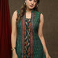 Classy bottle green ikat combination tunic