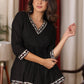 Black cotton peplum Top with delicate embroidery
