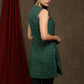 Classy bottle green ikat combination tunic