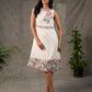 Ivory Floral Pearl Detail Printed Dress with blush pink flowers