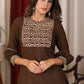 Brown cotton Top with unique embroidery