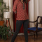 Maroon Ajrakh Top with elegant embroidery
