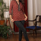 Maroon Ajrakh Top with elegant embroidery
